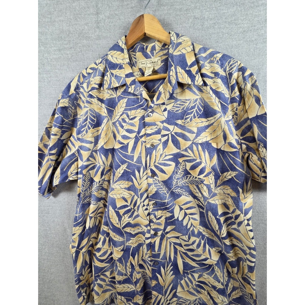 Tori‎ Richard USA Hawaiian Tropical Palms Shirt L Button Up Cruise Beach Resort